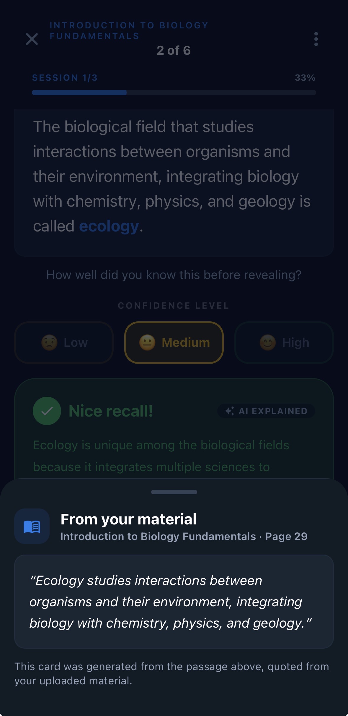 Card traced back to the source passage in your material